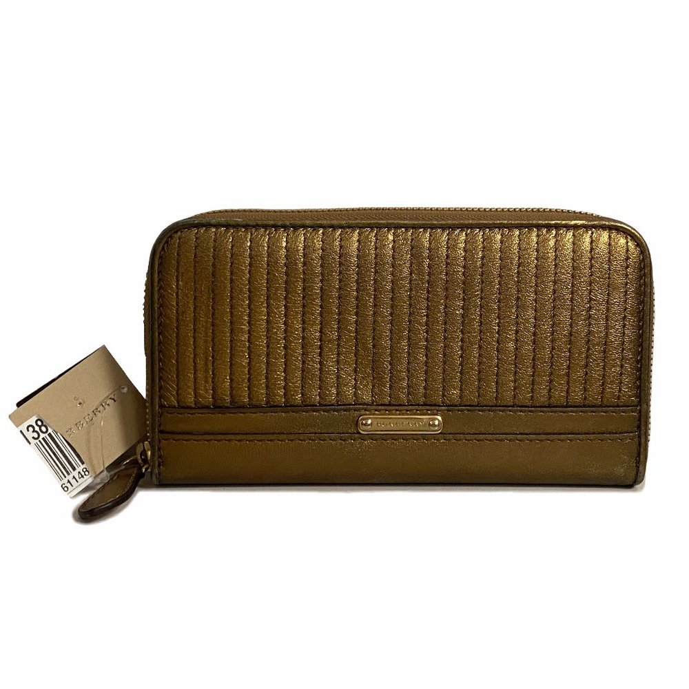 Burberry Ziggy Gold Leather Stitched Wallet